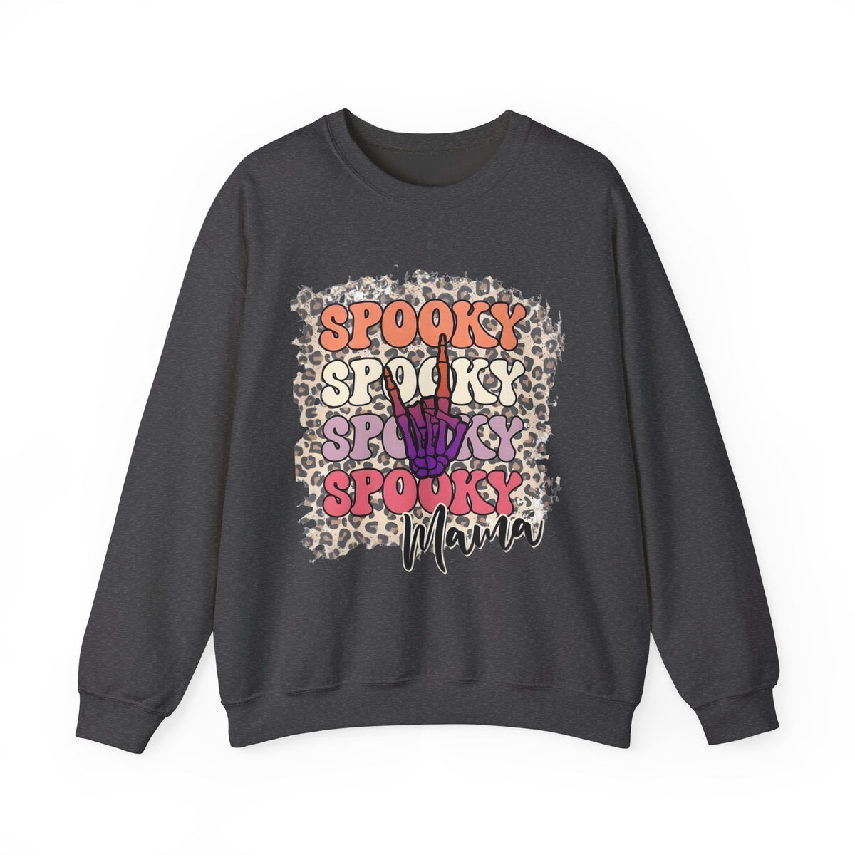 Spooky Mama Crewneck Sweatshirt – Leopard Halloween Graphic