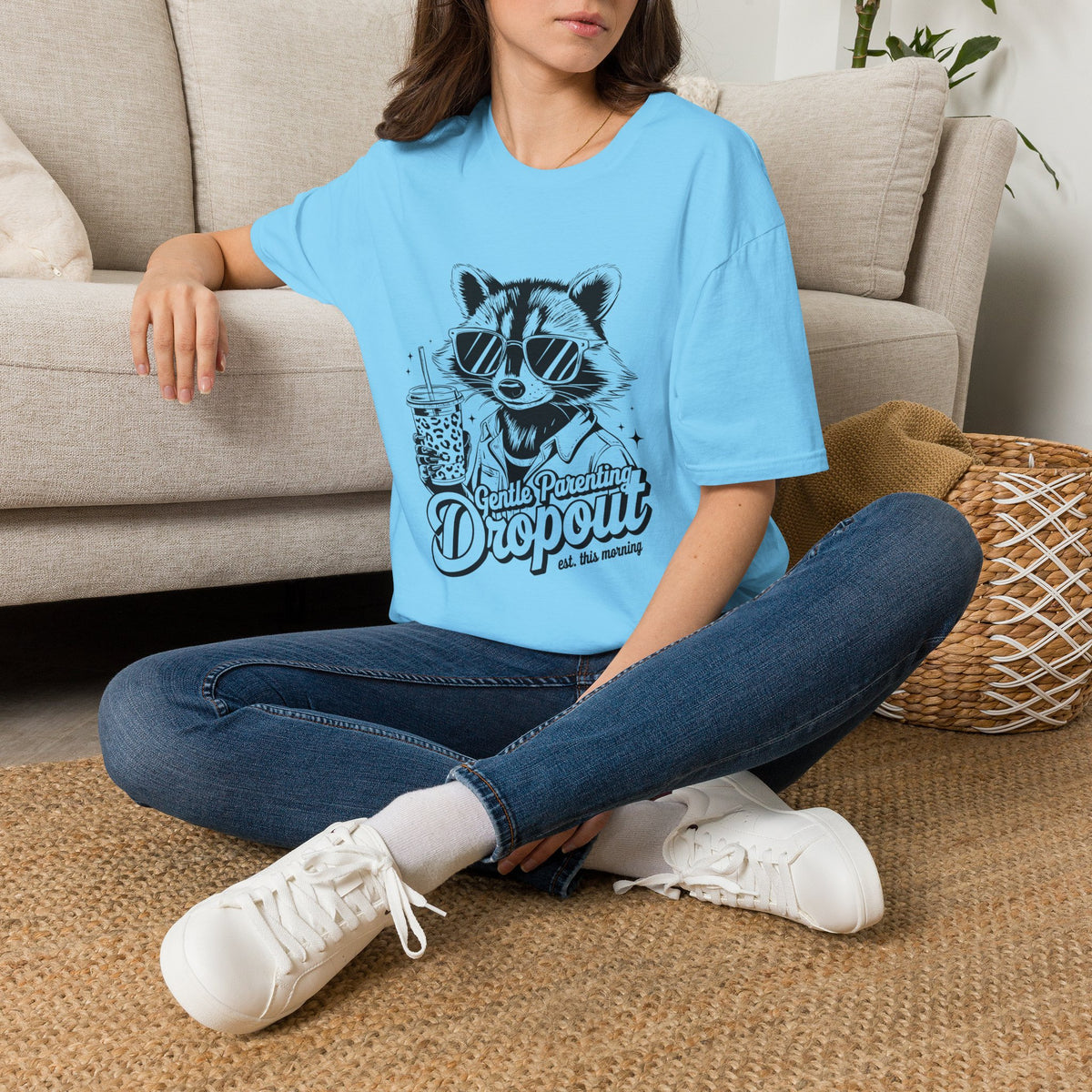 Raccoon with Sunglasses T-Shirt — Cute Retro 'Dropout' Graphic Tee