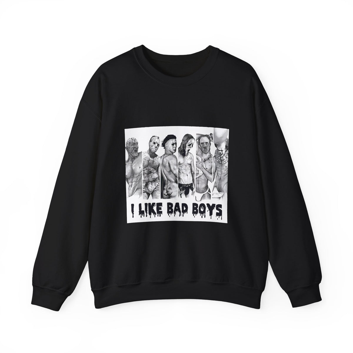 I Like Bad Boys Crewneck Sweatshirt – Edgy Graphic Bad Boy Design