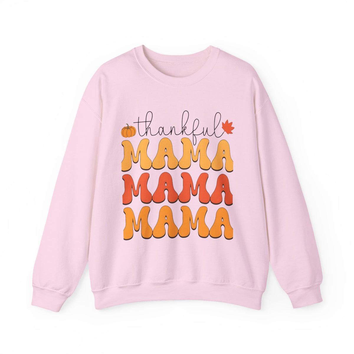 Thankful Mama Crewneck Sweatshirt — Fall Pumpkin & Leaf Graphic