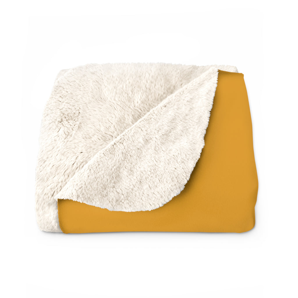 Sherpa Fleece Blanket — Bold Vertical Grizzly Text Design (Mustard)