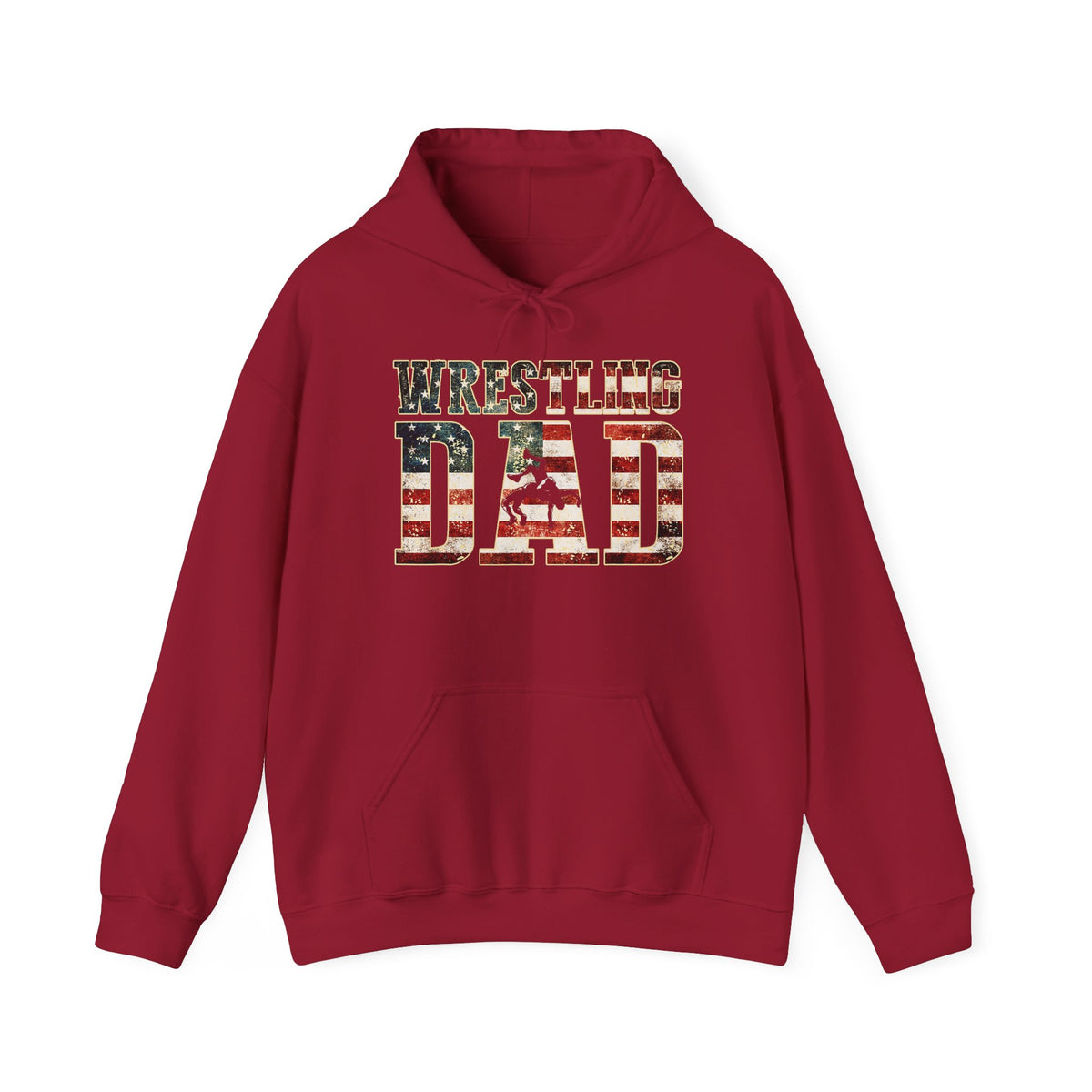 Wrestling Dad Hoodie — American Flag Patriotic Sports Dad Sweatshirt