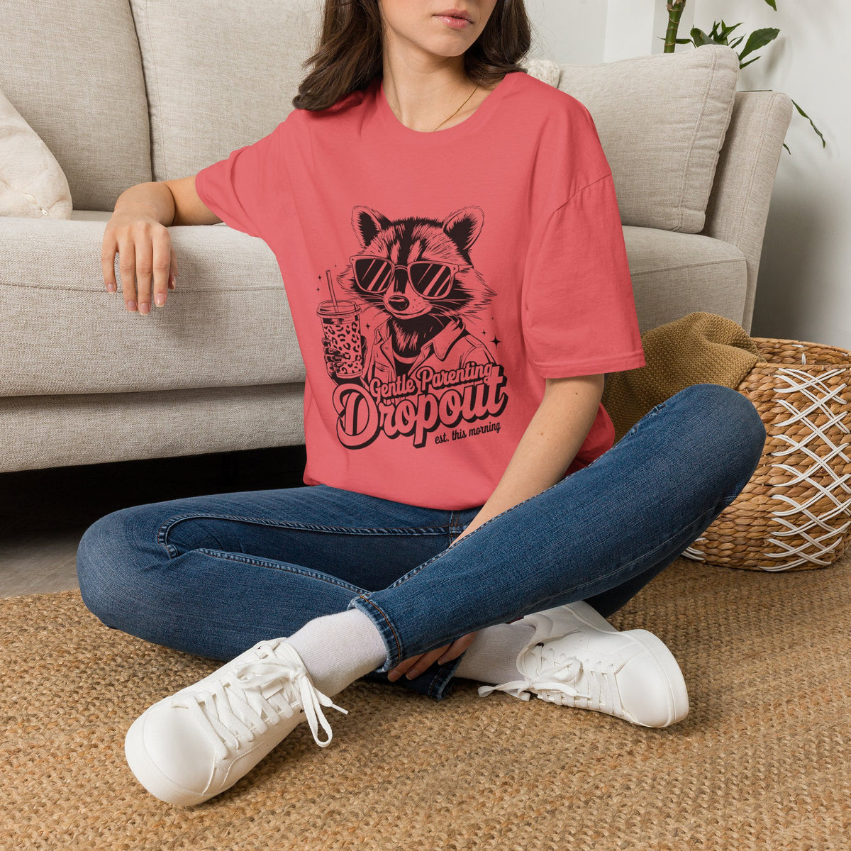 Raccoon with Sunglasses T-Shirt — Cute Retro 'Dropout' Graphic Tee