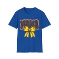 Mama Softball Tee — 'MAMA' Leopard Print with Yellow Stitch Bow