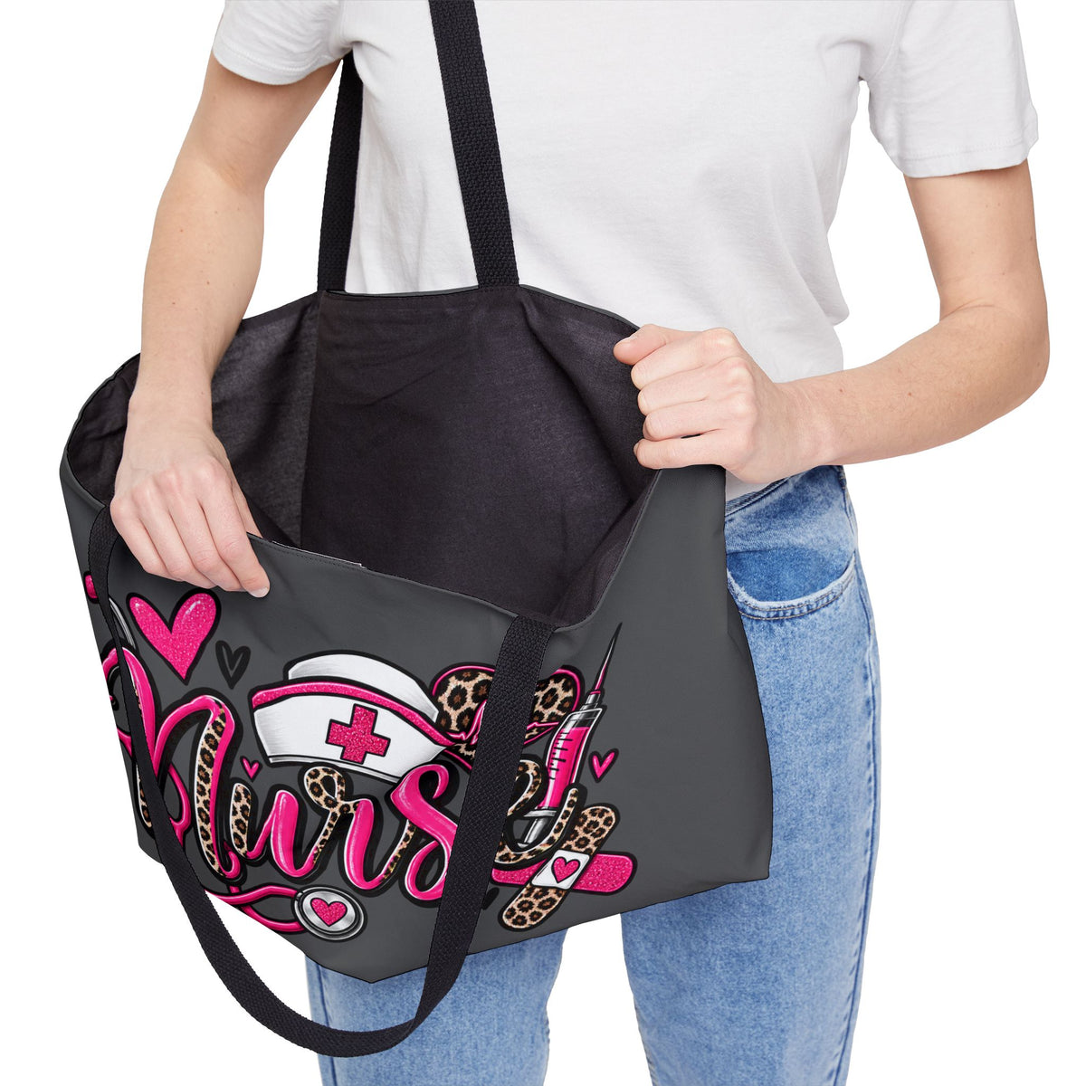 Nurse Weekender Tote Bag — Cute Leopard Print Nursing Travel Bag