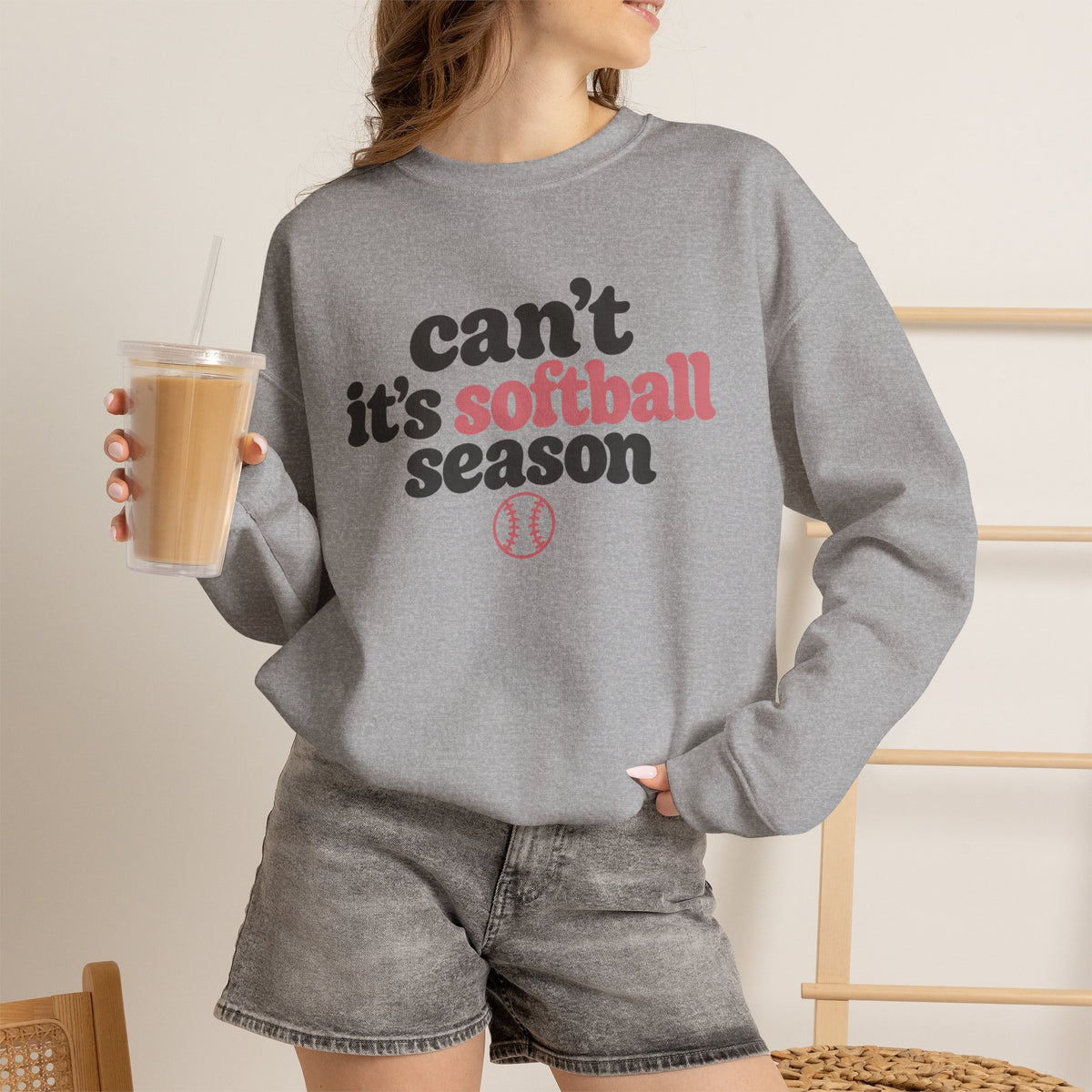 Can't — It's Softball Season Crewneck Sweatshirt