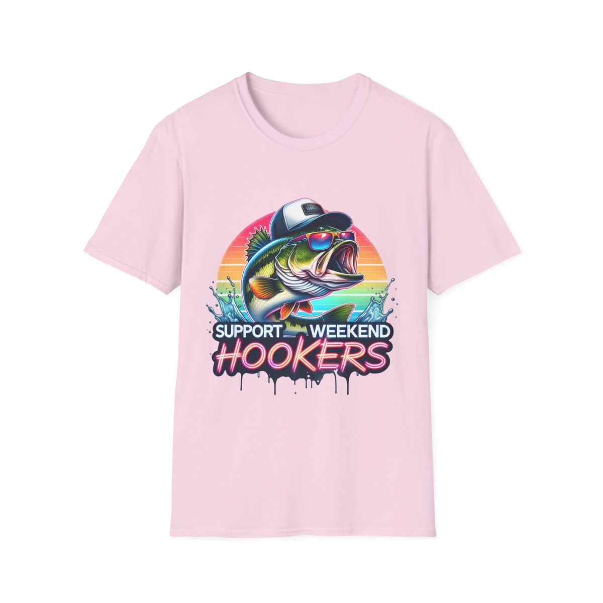 Fishing T-Shirt — “Support Weekend Hookers” Retro Bass Design