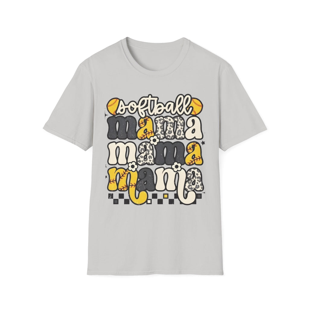 Softball Mama Graphic T-Shirt — Cute Leopard & Ball Mom Shirt