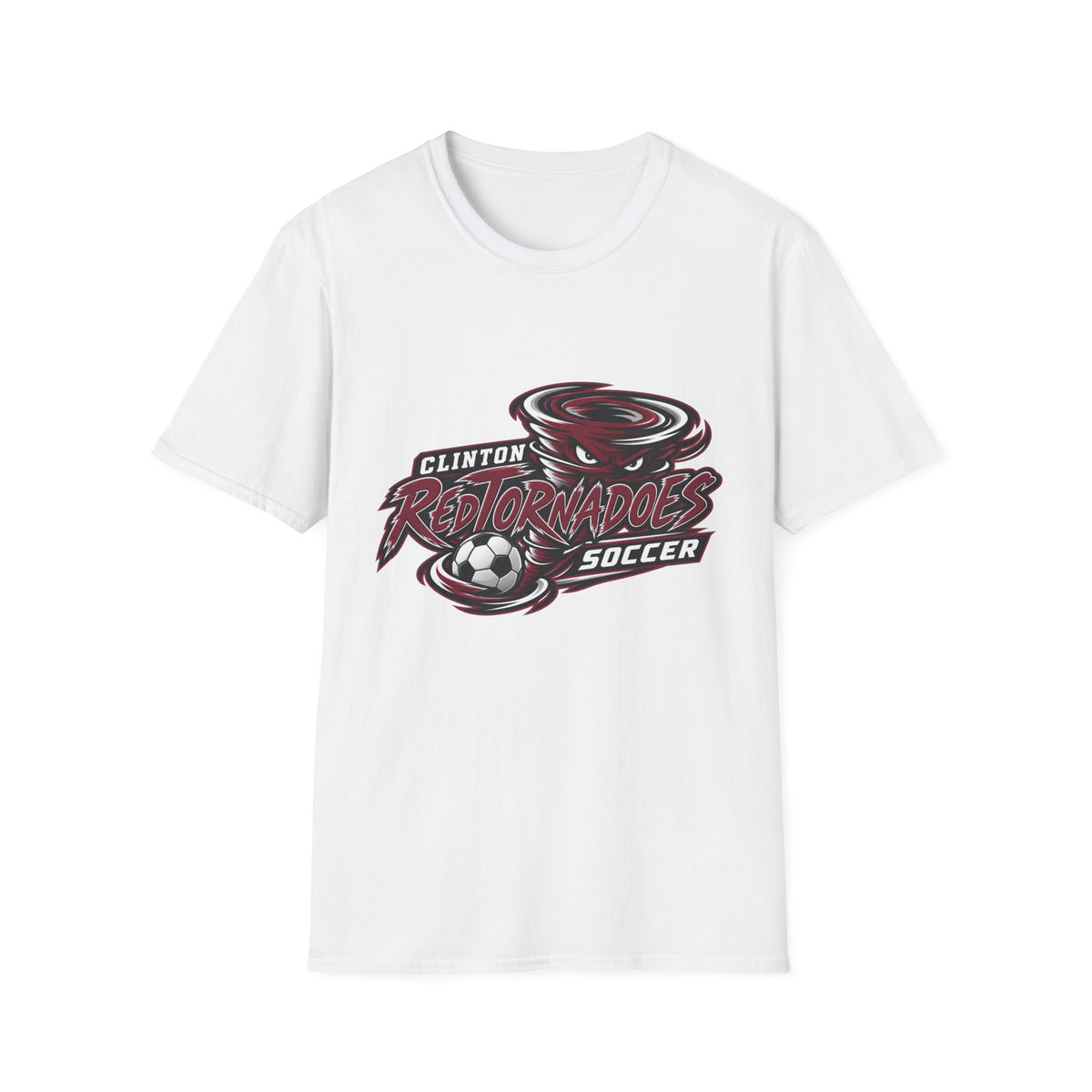 Red Tornadoes Soccer T-Shirt — Clinton Team Logo Tee