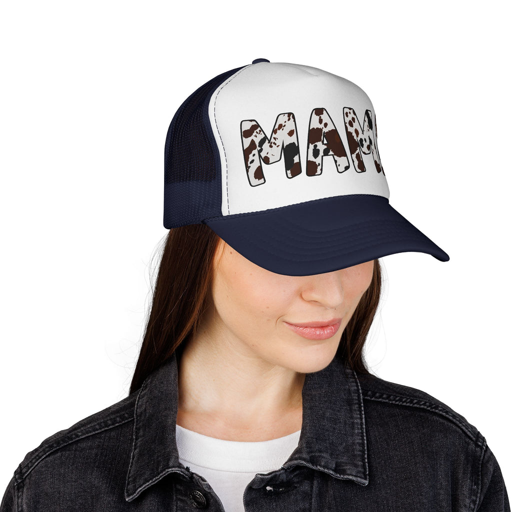 Mama Cow Print Trucker Cap – Farmhouse Mom Hat