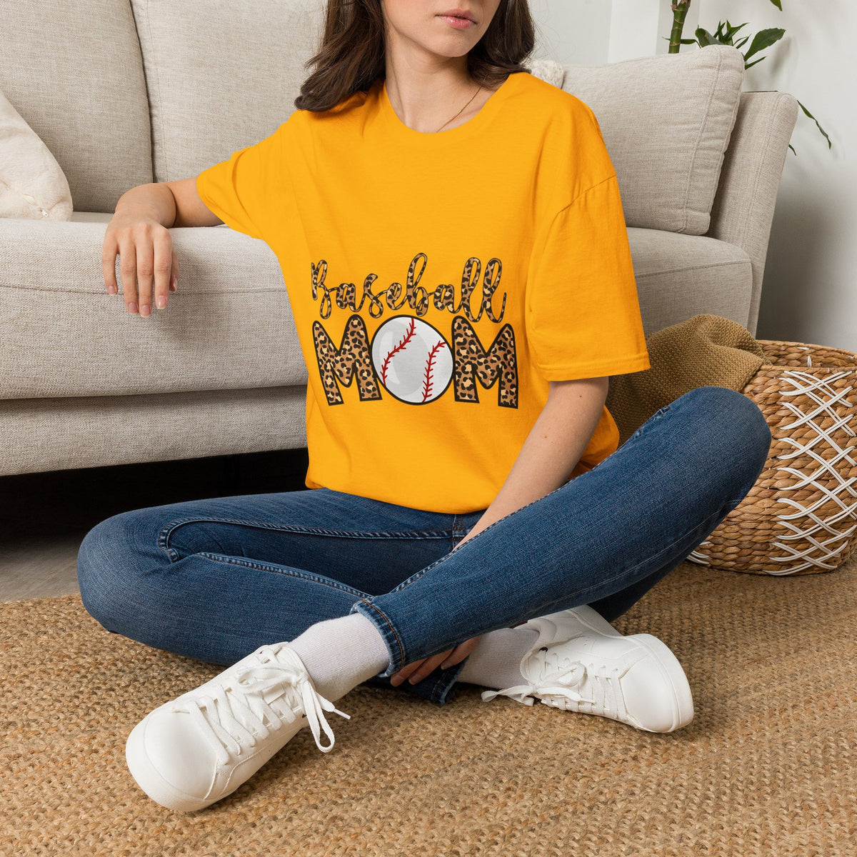Baseball Mom Leopard Print T-Shirt — Baseball Mom Tee with Baseball Graphic
