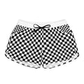 Checkerboard Print Women's Casual Shorts — Black & White AOP Summer Lounge Shorts
