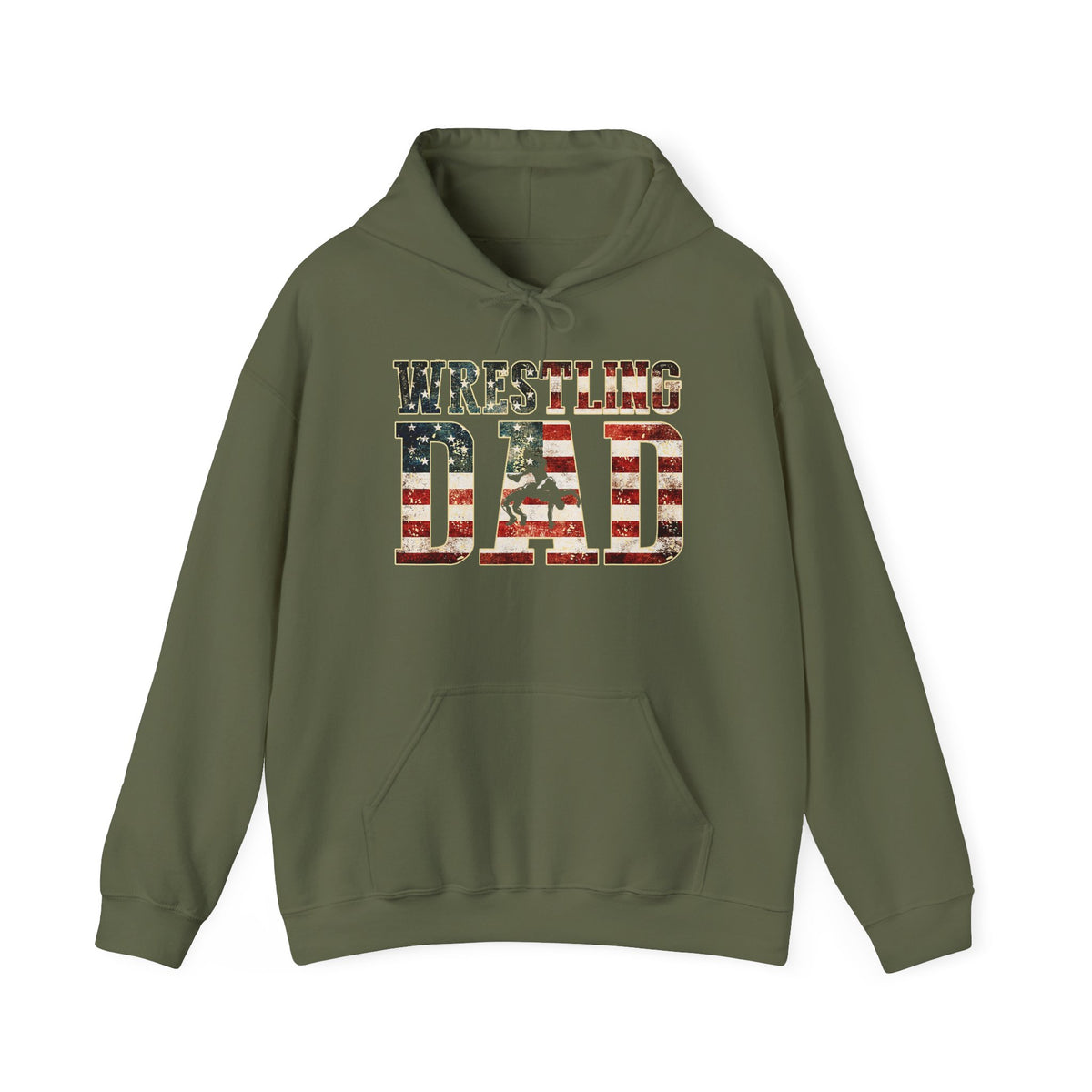 Wrestling Dad Hoodie — American Flag Patriotic Sports Dad Sweatshirt