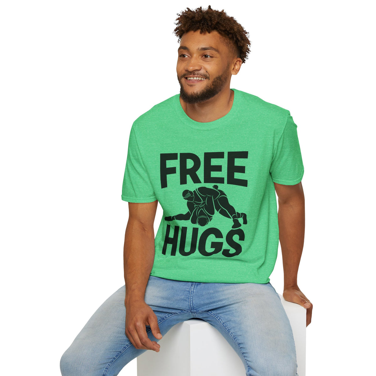 Free Hugs T-Shirt — Playful Graphic Tee with Hugging Illustration