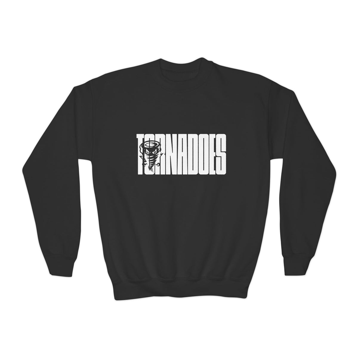 Youth Crewneck Sweatshirt - 'Tornadoes' Distressed Logo Graphic