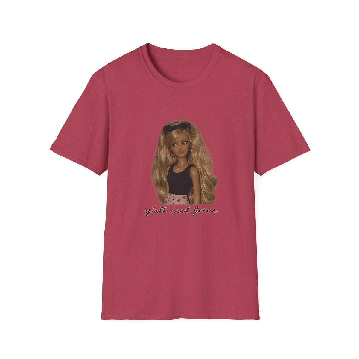 Barbie Doll Graphic Tee — 'y'all need Jesus' Casual Statement Shirt