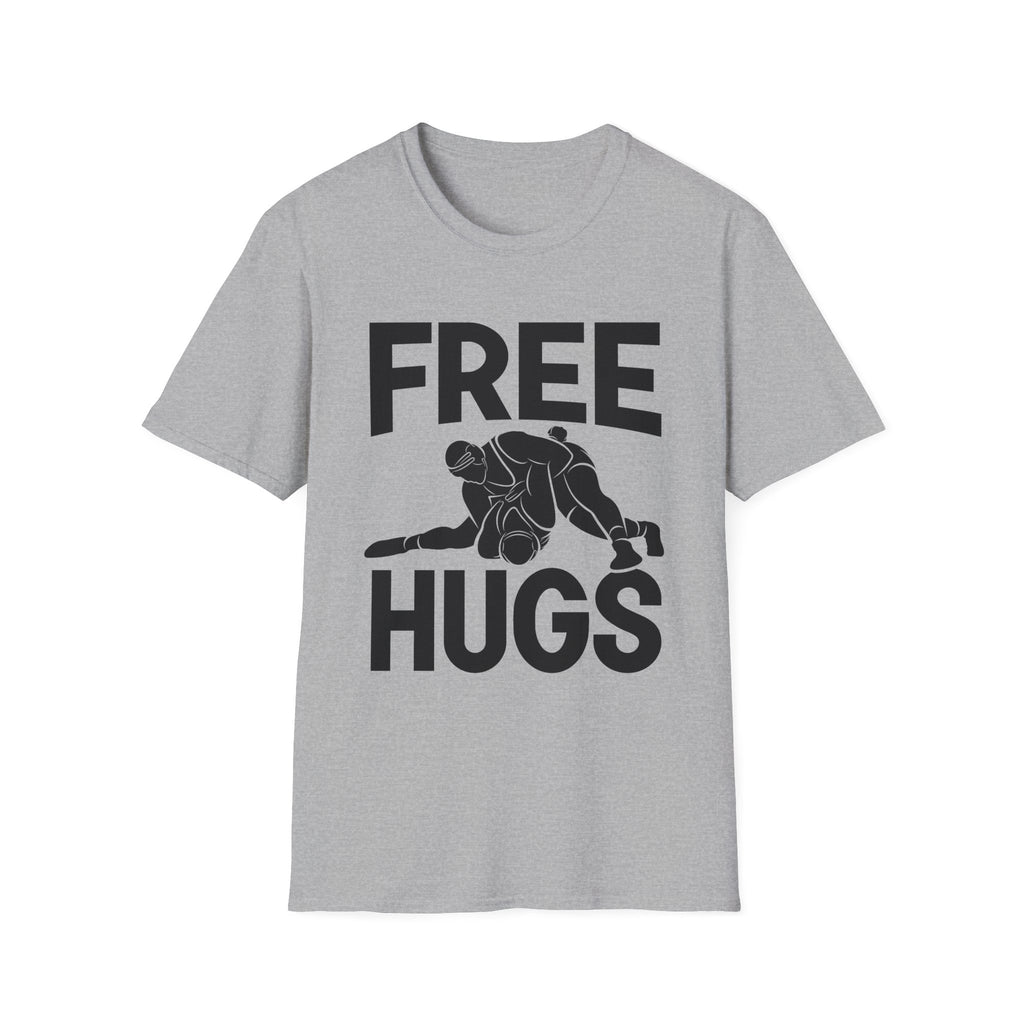 Free Hugs T-Shirt — Playful Graphic Tee with Hugging Illustration