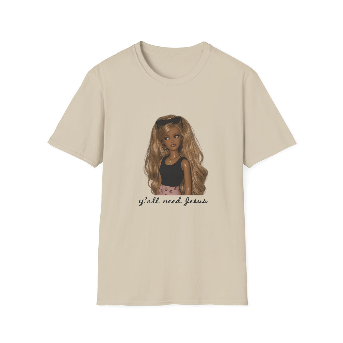 Barbie Doll Graphic Tee — 'y'all need Jesus' Casual Statement Shirt