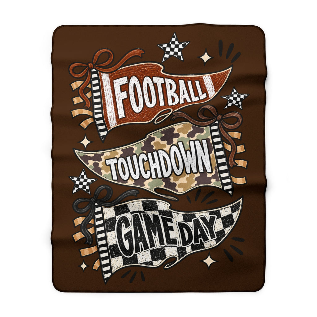 Game Day Sherpa Fleece Blanket - "Football Touchdown" Cozy Team Throw