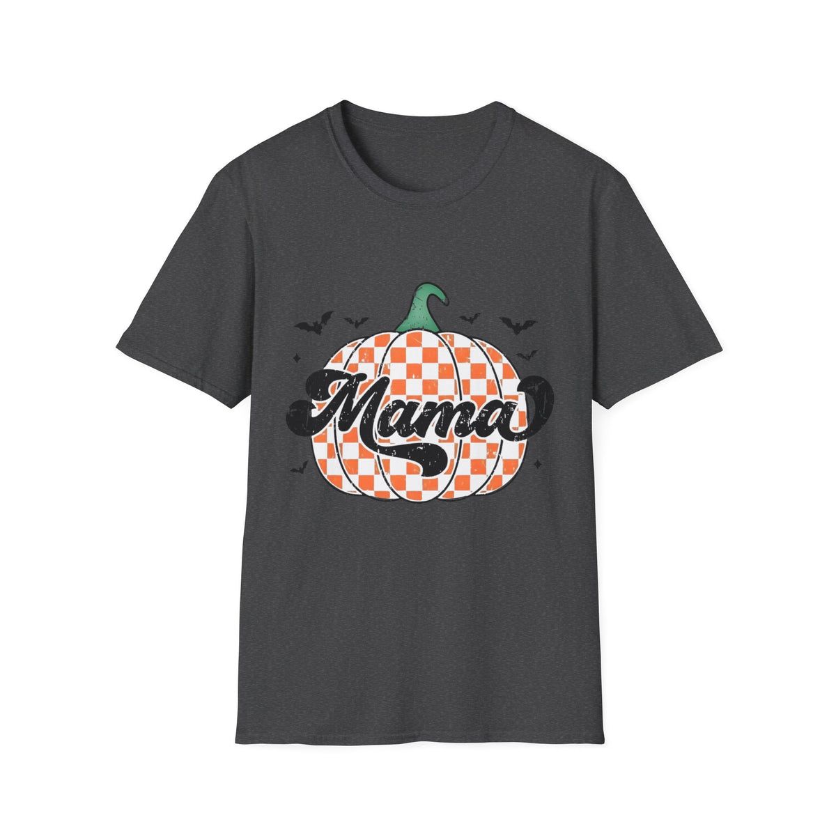 Mama Pumpkin T-Shirt — Checkered Fall Halloween Tee for Moms