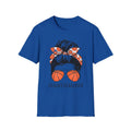 Basketball Mom Graphic T-Shirt — Messy Bun with Basketball Sunglasses