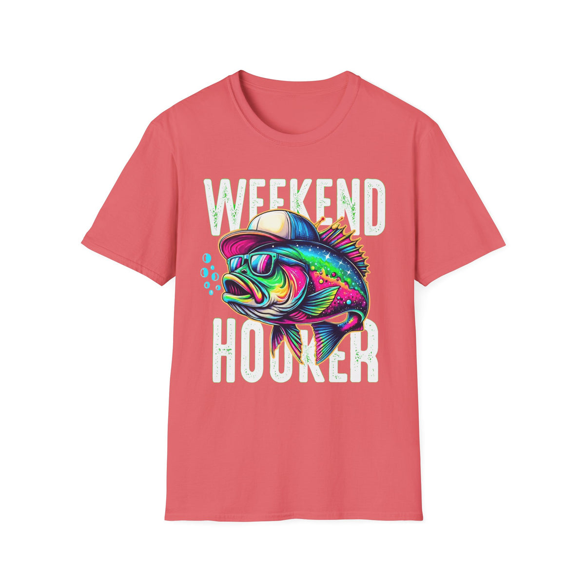Weekend Hooker T-Shirt — Colorful Fishing Fish Graphic Tee for Anglers & Beach Days