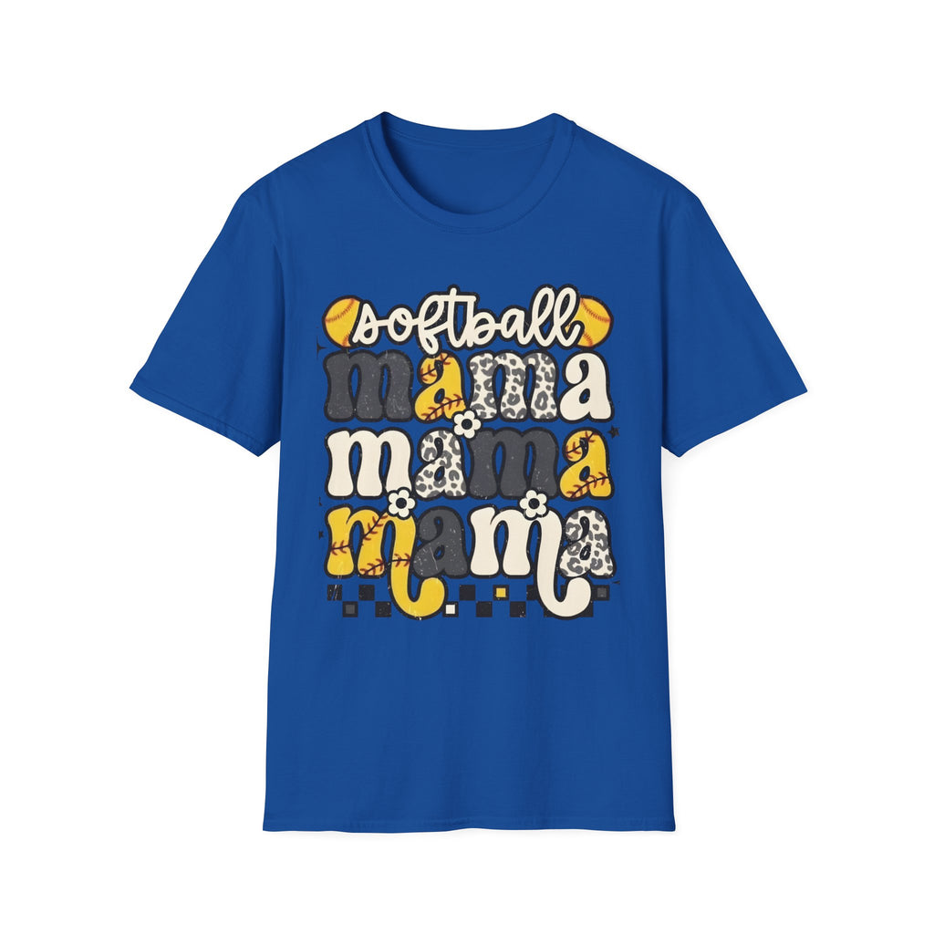 Softball Mama Graphic T-Shirt — Cute Leopard & Ball Mom Shirt