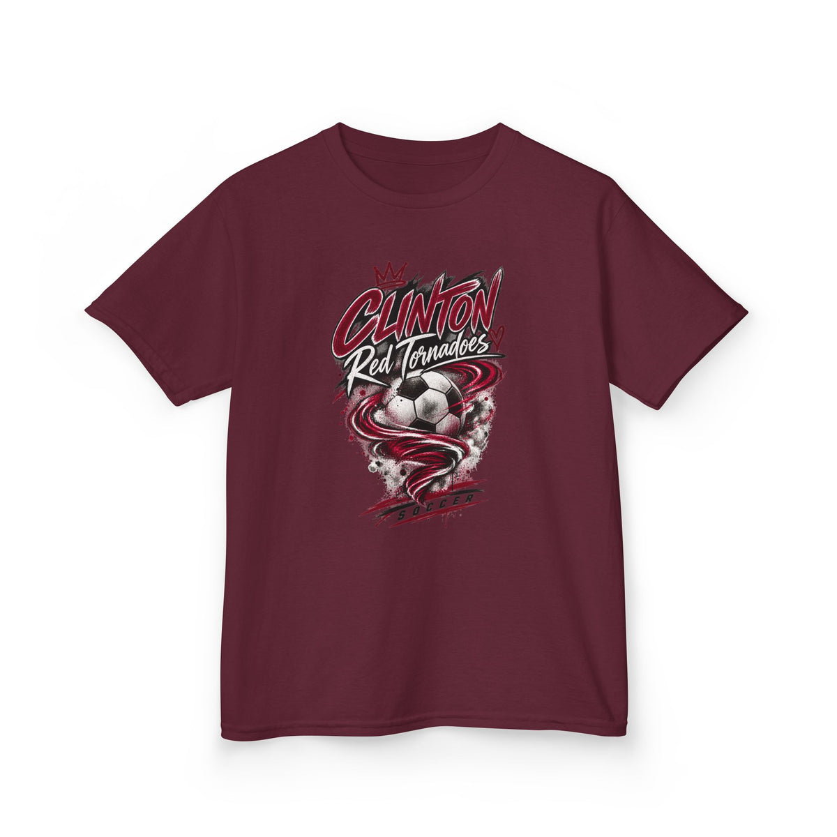 Kids Soccer T-Shirt — Cardinal Red Tornados Team Design