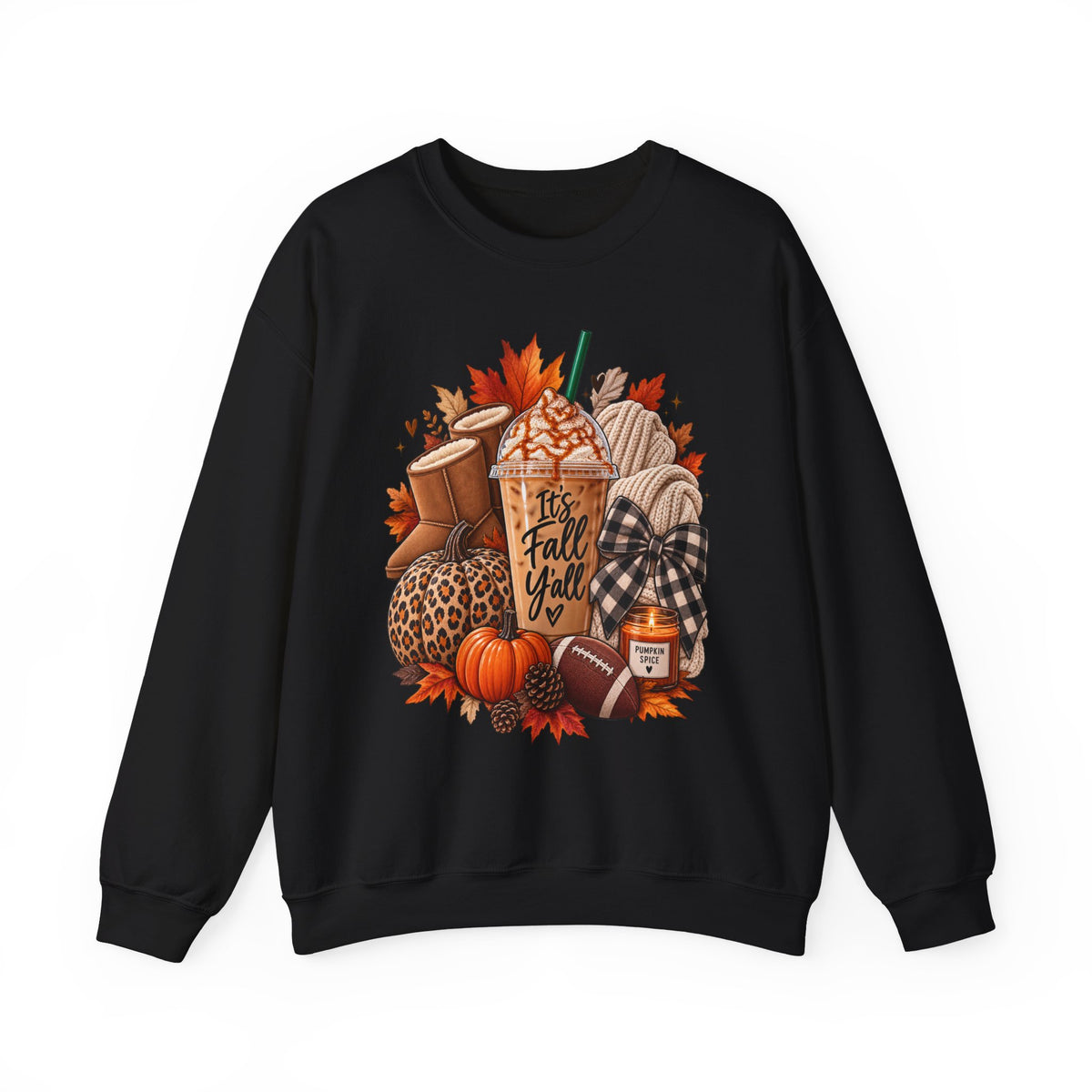 Fall Cozy Crewneck Sweatshirt – “It's Fall Y'all” Pumpkin Spice Autumn Graphic