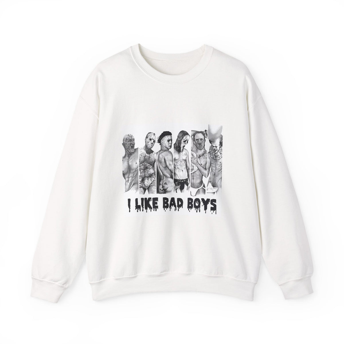 I Like Bad Boys Crewneck Sweatshirt – Edgy Graphic Bad Boy Design