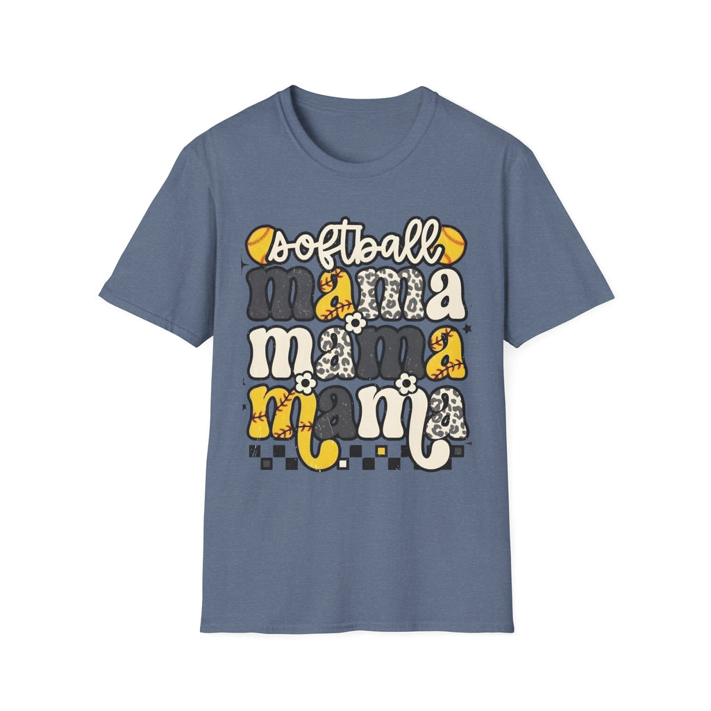 Softball Mama Graphic T-Shirt — Cute Leopard & Ball Mom Shirt