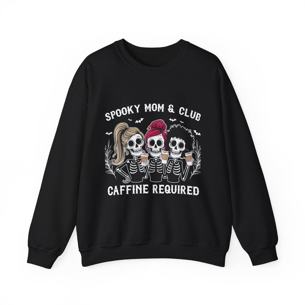Spooky Mom Club Sweatshirt — “Caffeine Required” Halloween Crewneck