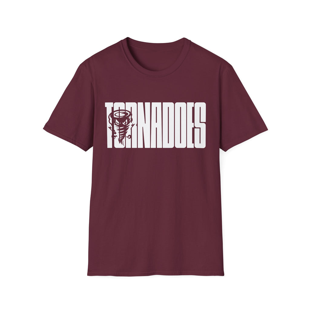 Tornadoes Graphic T-Shirt — Bold Storm Typography with Tornado Icon
