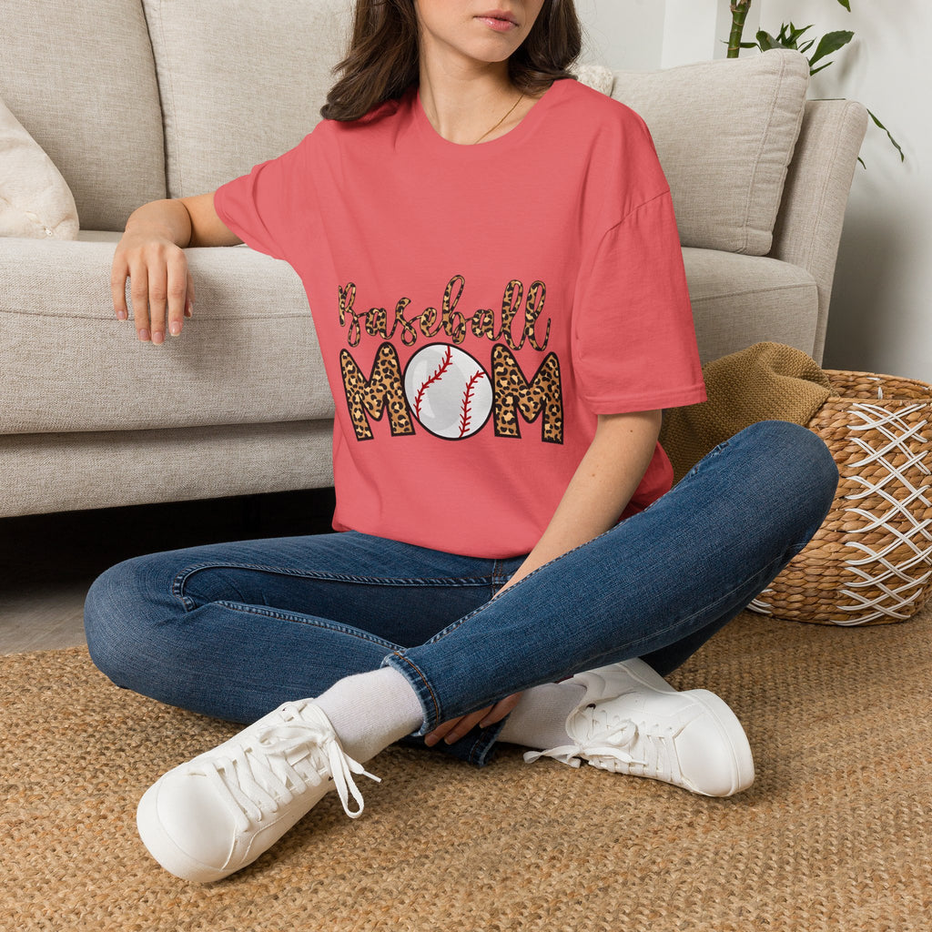 Baseball Mom Leopard Print T-Shirt — Baseball Mom Tee with Baseball Graphic
