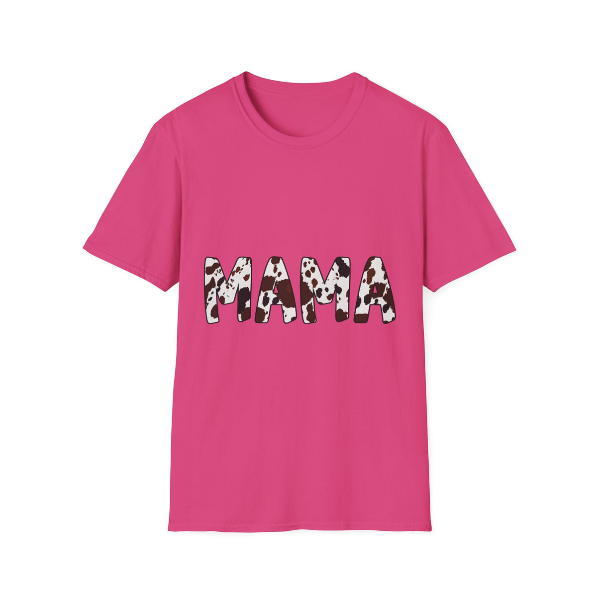 Mama Cow Print T-Shirt — Graphic Mama Tee with Brown Dalmatian Spots