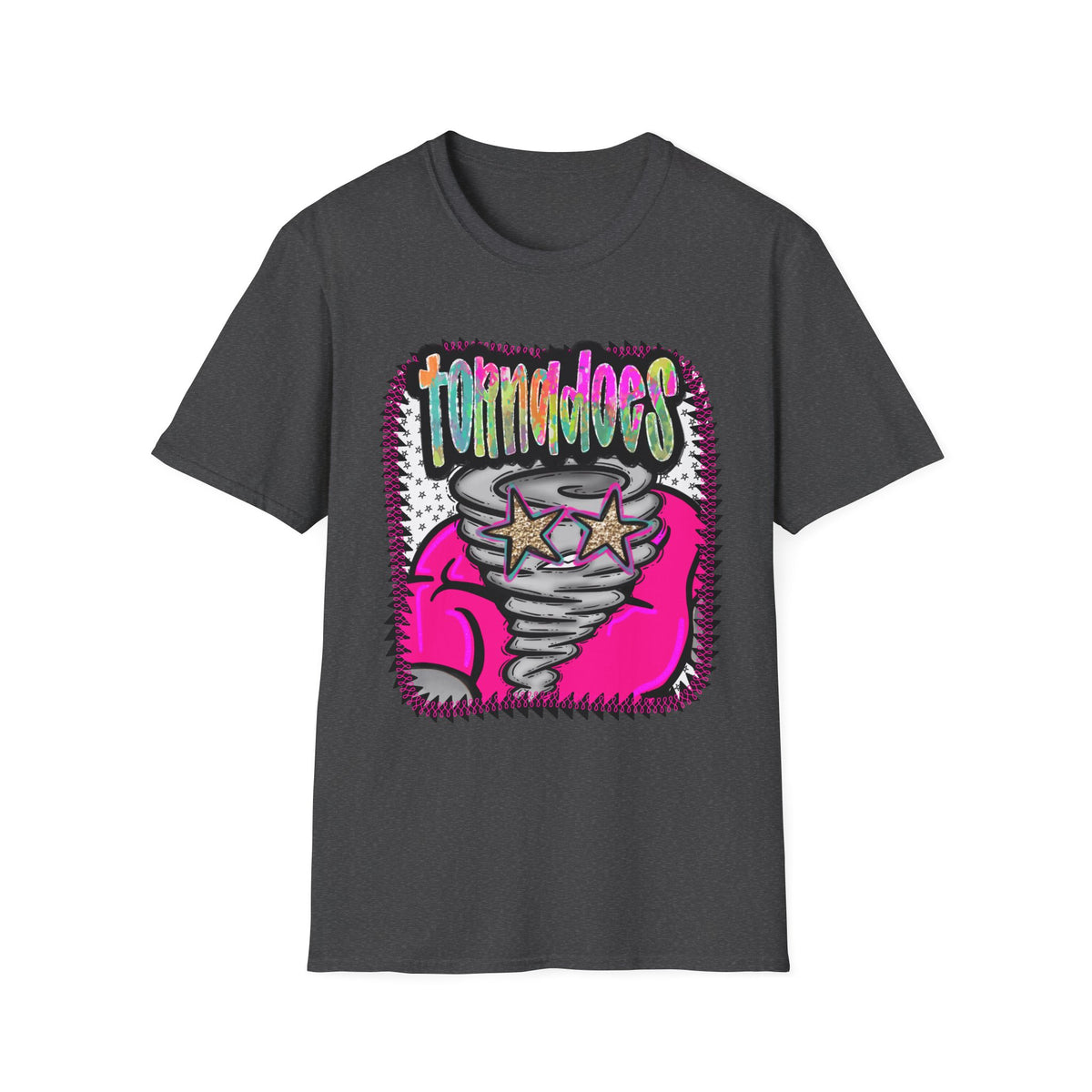 T‑Shirt — Colorful 'Tornadoes' Graphic Tee with Retro Stars (Bold Neon Streetwear)
