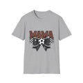 Mama Soccer Mom T-Shirt — Leopard Print & Checkered Bow Design