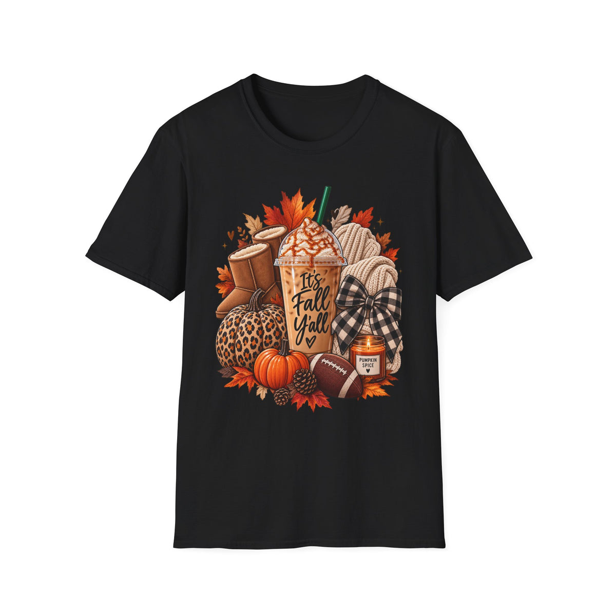 Fall Cozy Tee — “It's Fall Y'all” Autumn Pumpkin Latte Graphic T-Shirt