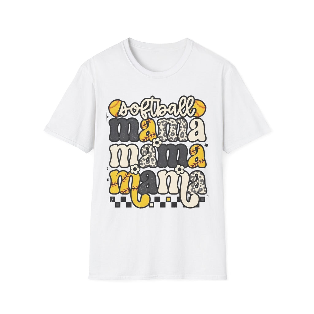 Softball Mama Graphic T-Shirt — Cute Leopard & Ball Mom Shirt