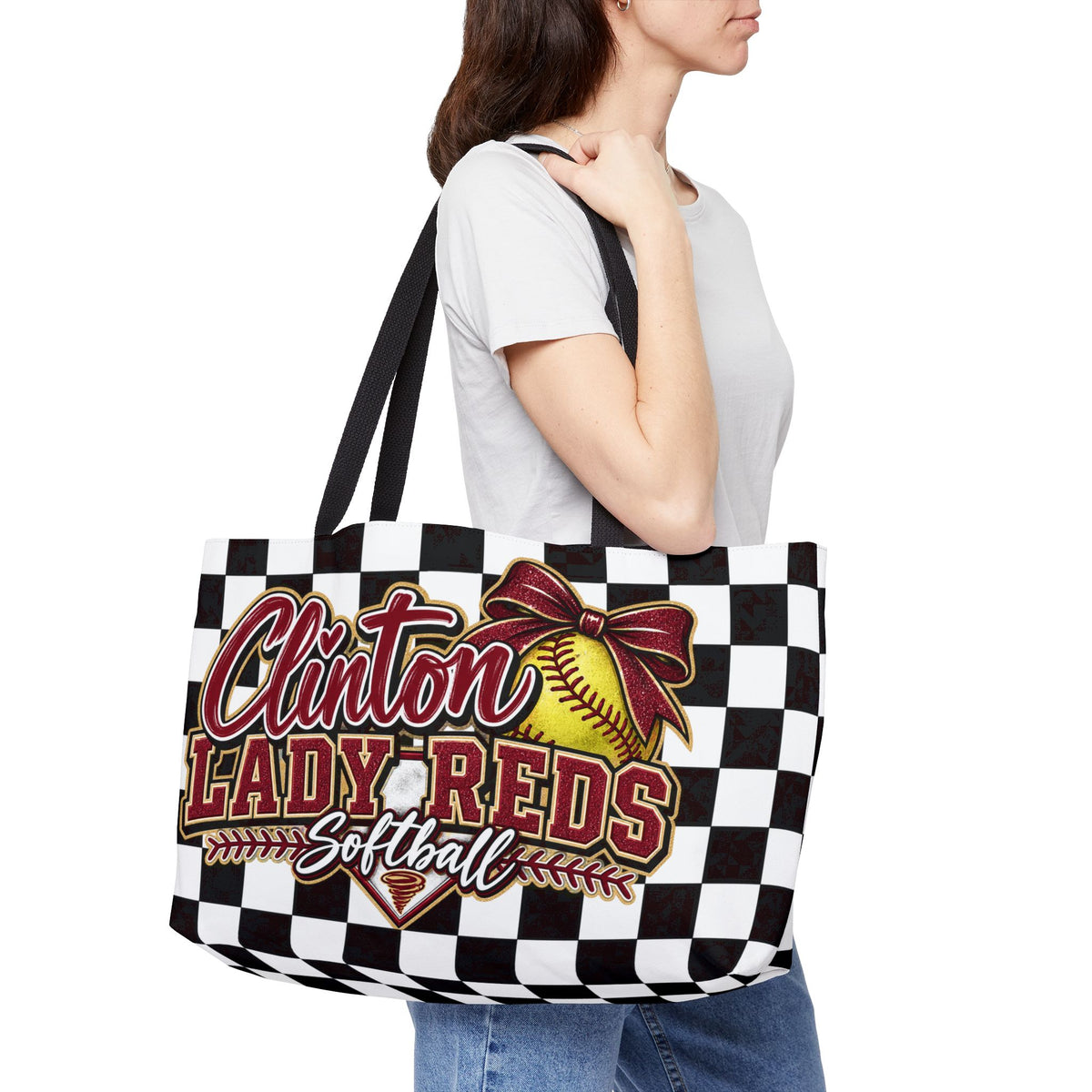 Clinton Lady Reds Softball Weekender Tote Bag — Checkerboard Team Gear