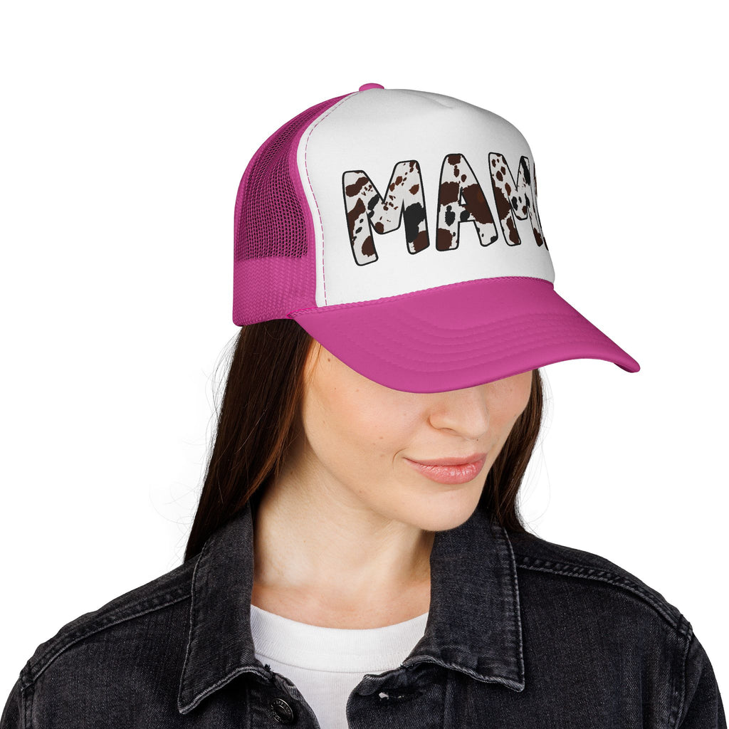 Mama Cow Print Trucker Cap – Farmhouse Mom Hat