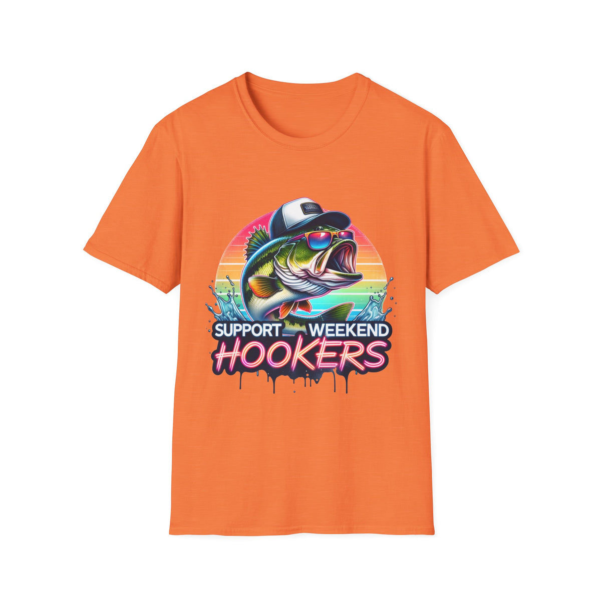 Fishing T-Shirt — “Support Weekend Hookers” Retro Bass Design