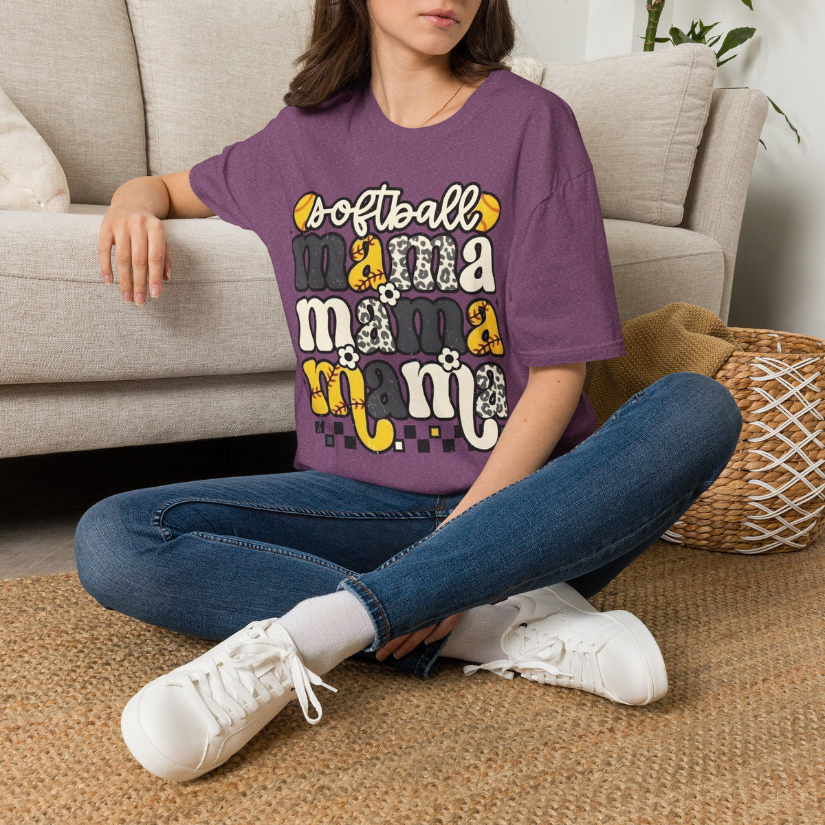 Softball Mama Graphic T-Shirt — Cute Leopard & Ball Mom Shirt