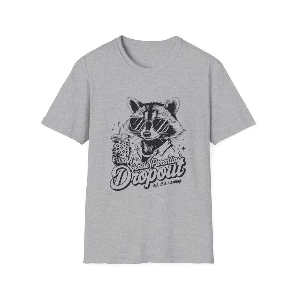 Raccoon with Sunglasses T-Shirt — Cute Retro 'Dropout' Graphic Tee