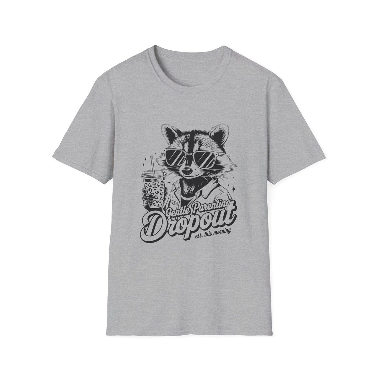 Raccoon with Sunglasses T-Shirt — Cute Retro 'Dropout' Graphic Tee