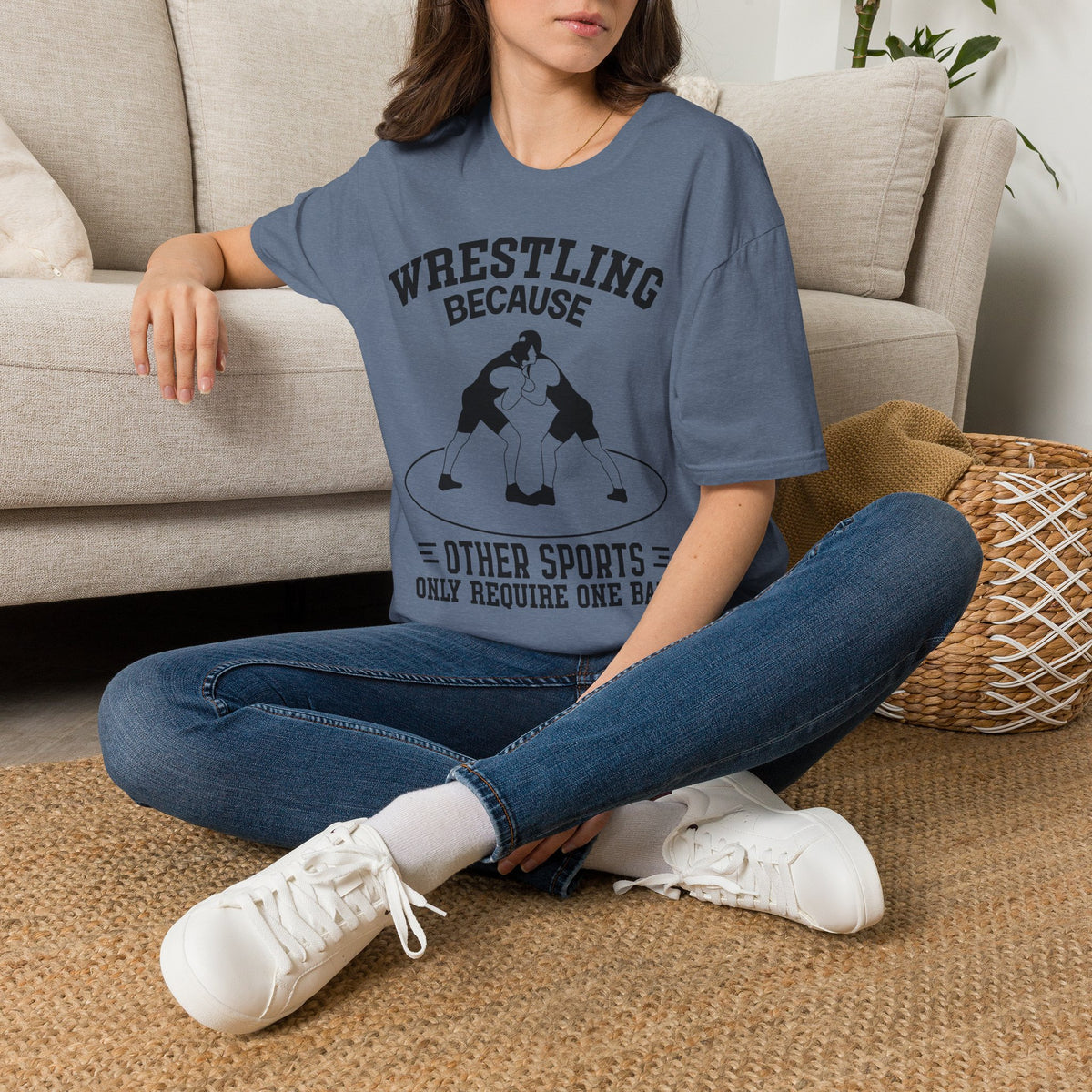 Wrestling Because T-Shirt — Funny Wrestling Quote Tee for Athletes & Fans