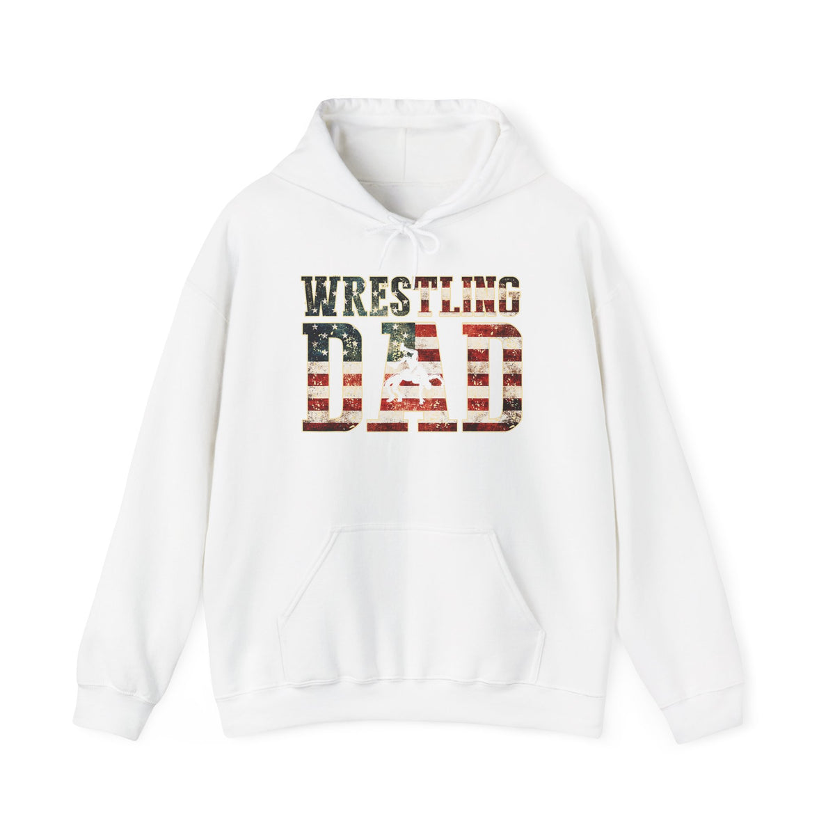Wrestling Dad Hoodie — American Flag Patriotic Sports Dad Sweatshirt