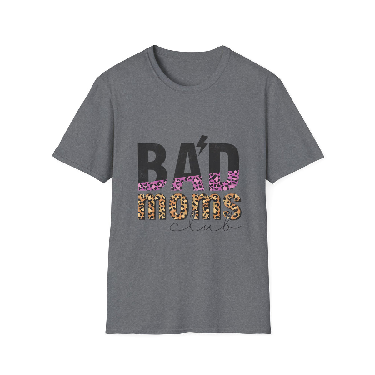 Bad Moms Club T-Shirt — Bold Leopard Accent Graphic Tee