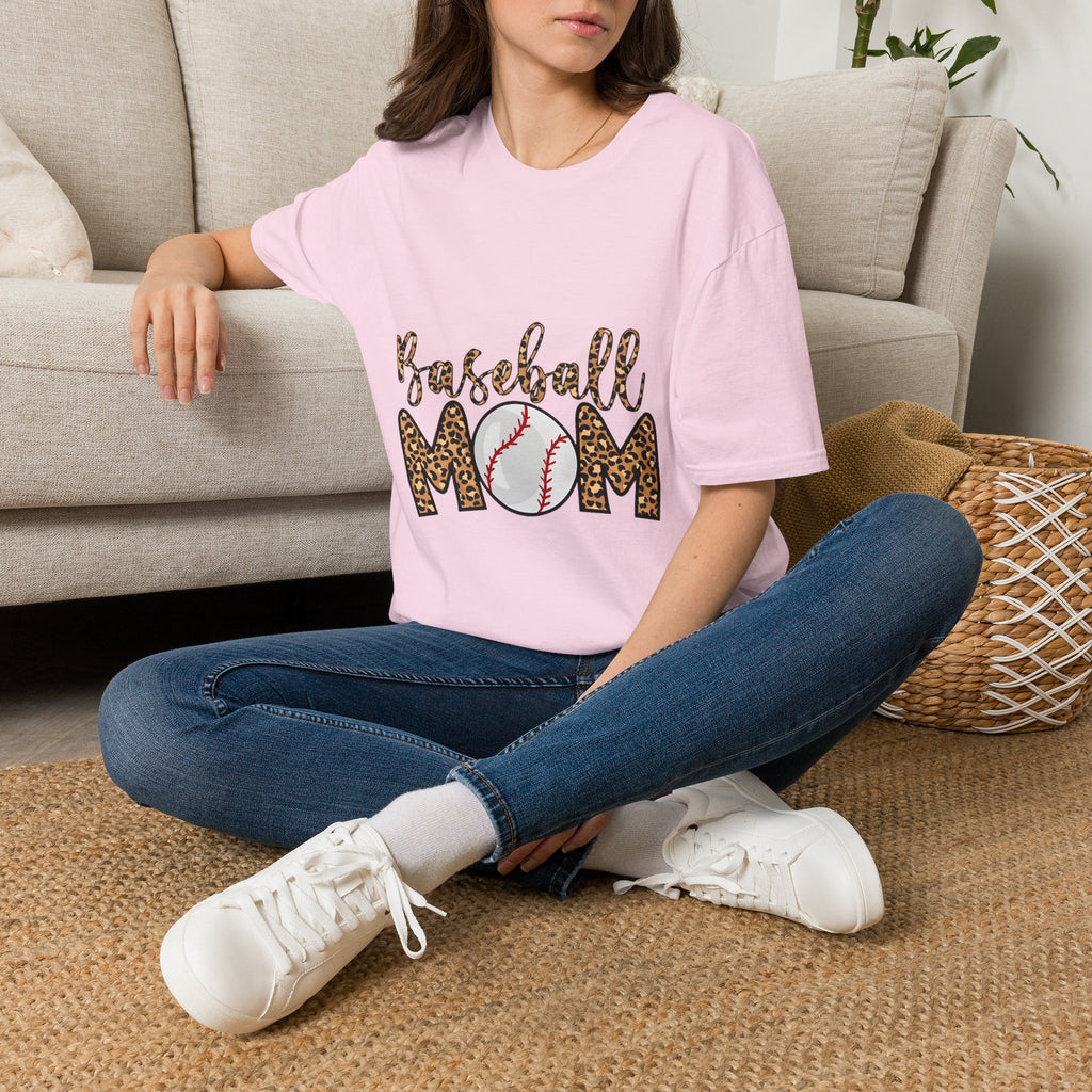 Baseball Mom Leopard Print T-Shirt — Baseball Mom Tee with Baseball Graphic