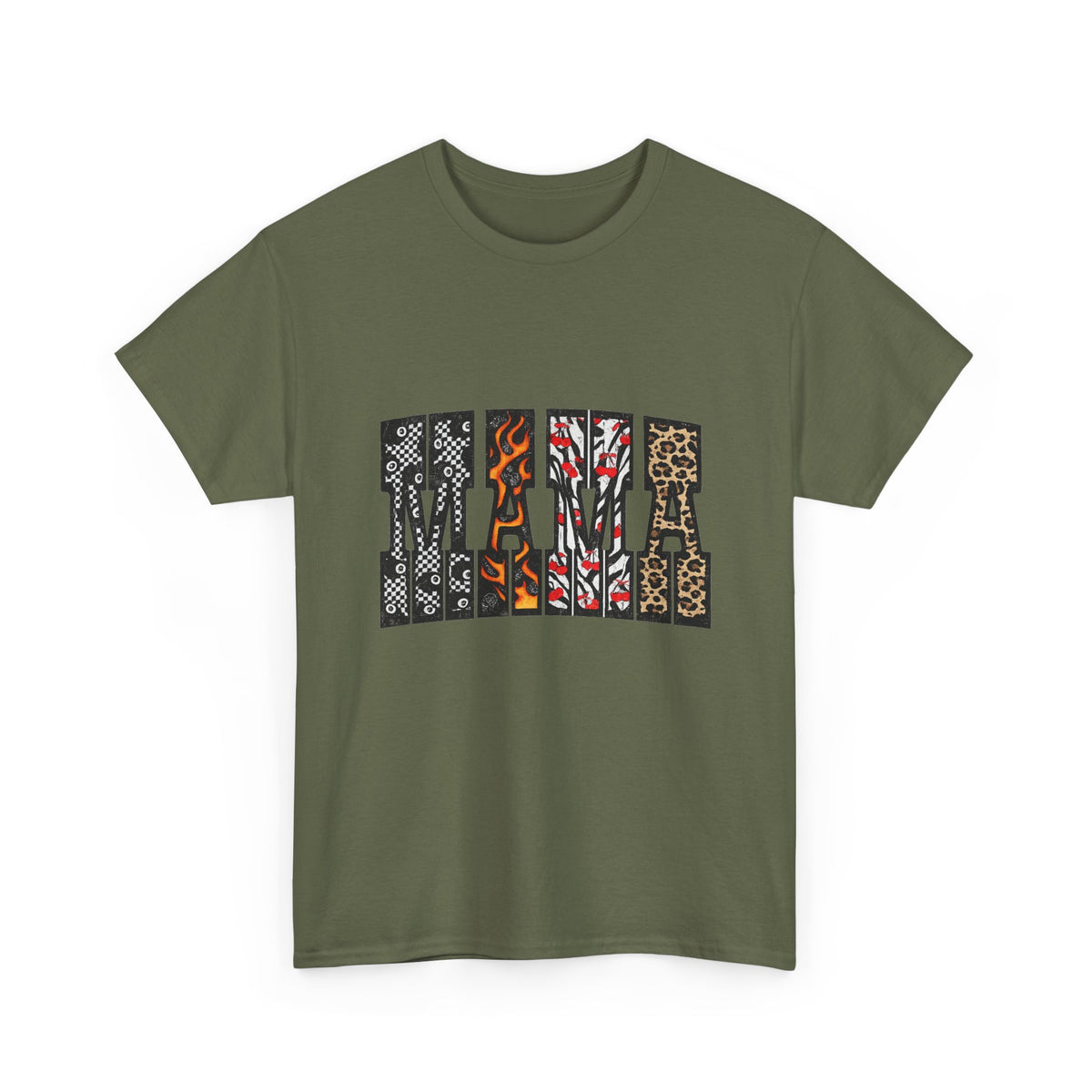 Mama Leopard & Tiger Print Tee — Bold Animal Pattern Mother's Day Shirt